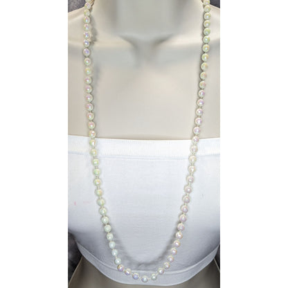 Y2K Coquette Fairycore Iridescent White Disco Ball Beaded Long Necklace
