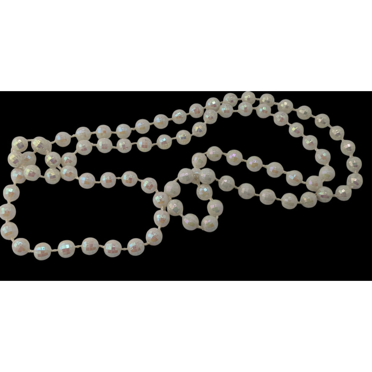 Y2K Coquette Fairycore Iridescent White Disco Ball Beaded Long Necklace