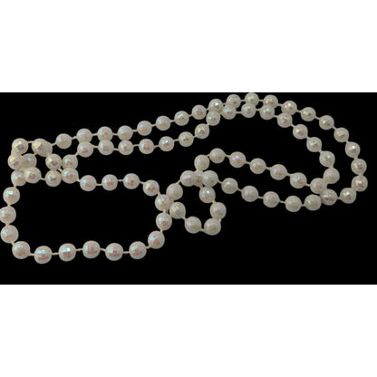 Y2K Coquette Fairycore Iridescent White Disco Ball Beaded Long Necklace