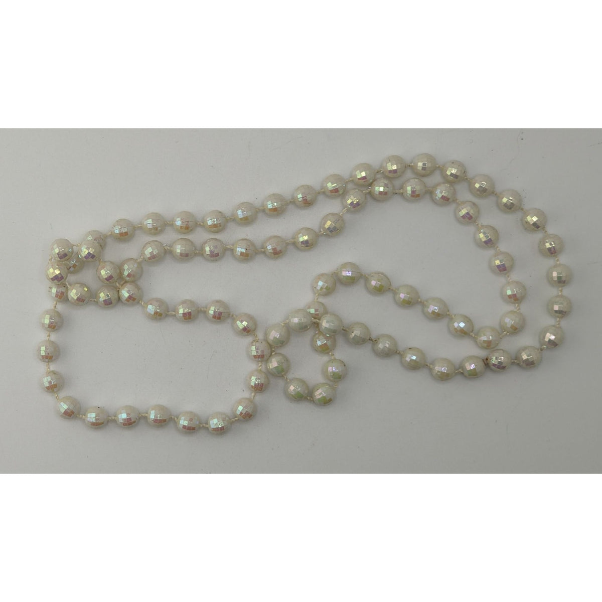 Y2K Coquette Fairycore Iridescent White Disco Ball Beaded Long Necklace