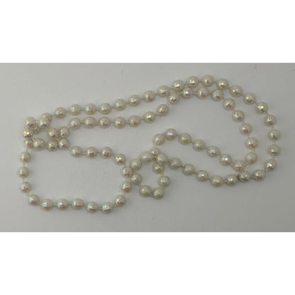 Y2K Coquette Fairycore Iridescent White Disco Ball Beaded Long Necklace