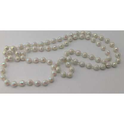 Y2K Coquette Fairycore Iridescent White Disco Ball Beaded Long Necklace