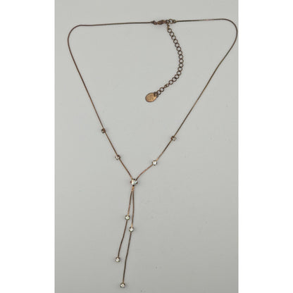 Vintage 90s Claires Gold-Tone Y Necklace With Clear Rhinestones