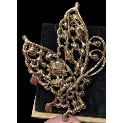 Fantasy Glam Large Rainbow Gemmed Butterfly Brooch