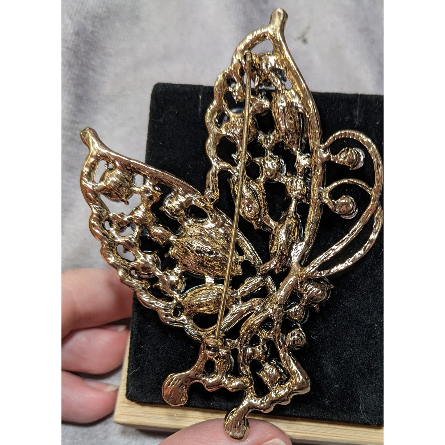 Fantasy Glam Large Rainbow Gemmed Butterfly Brooch