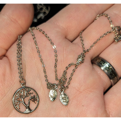 Tree Of Life Pendant Necklace With J And S Initial Leaf Charms