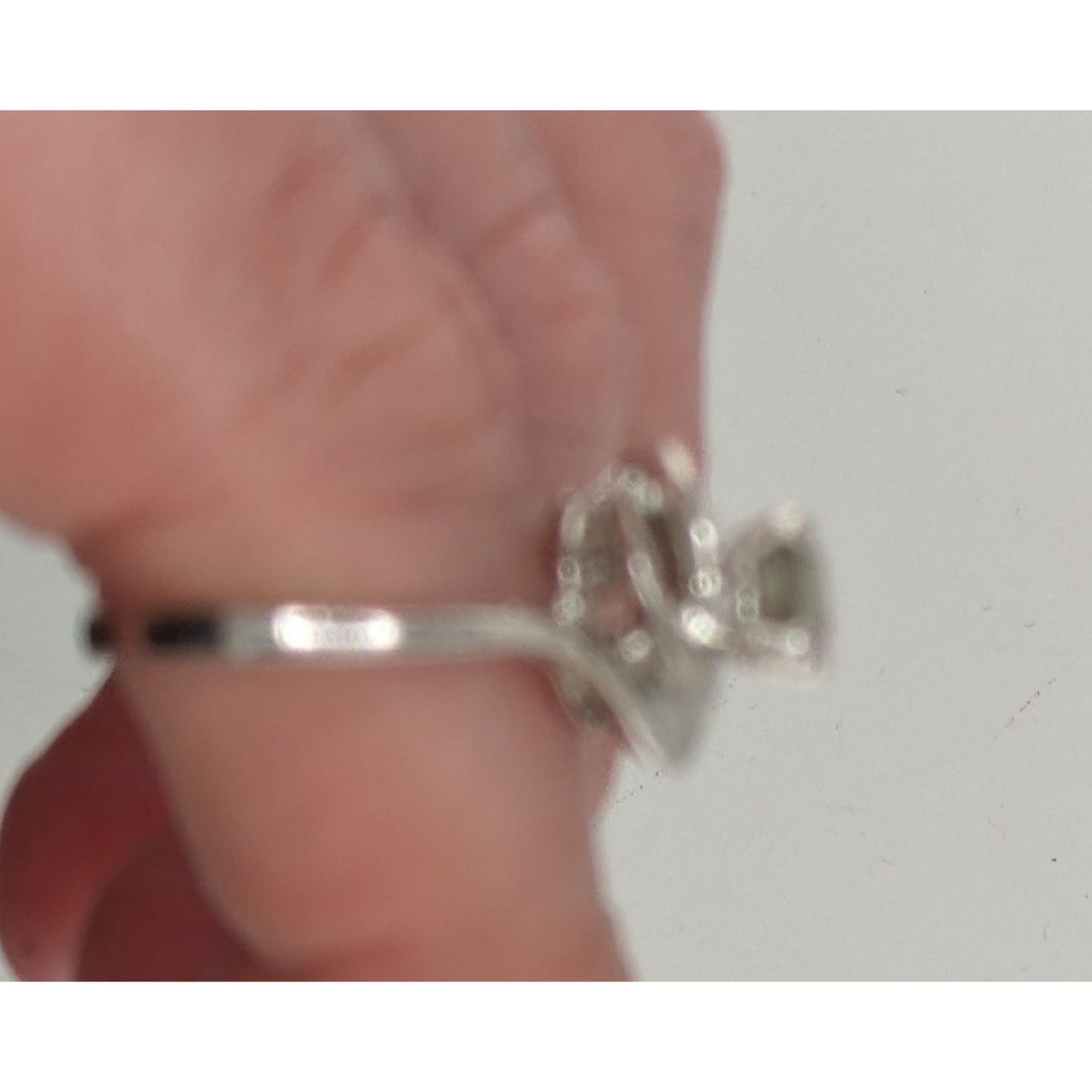 Smoky Quartz Silver Tone Floral Swirl Ring Size 7.75