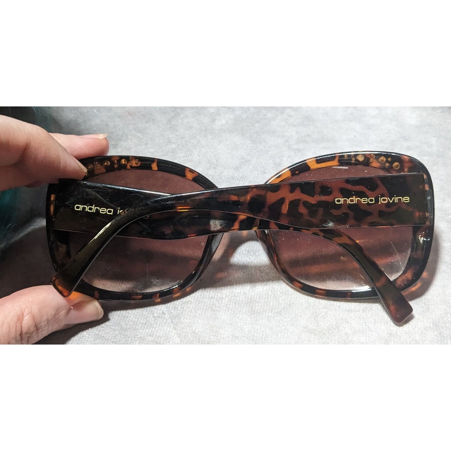 Andrea Jovine Rhinestone Tortoise Sunglasses