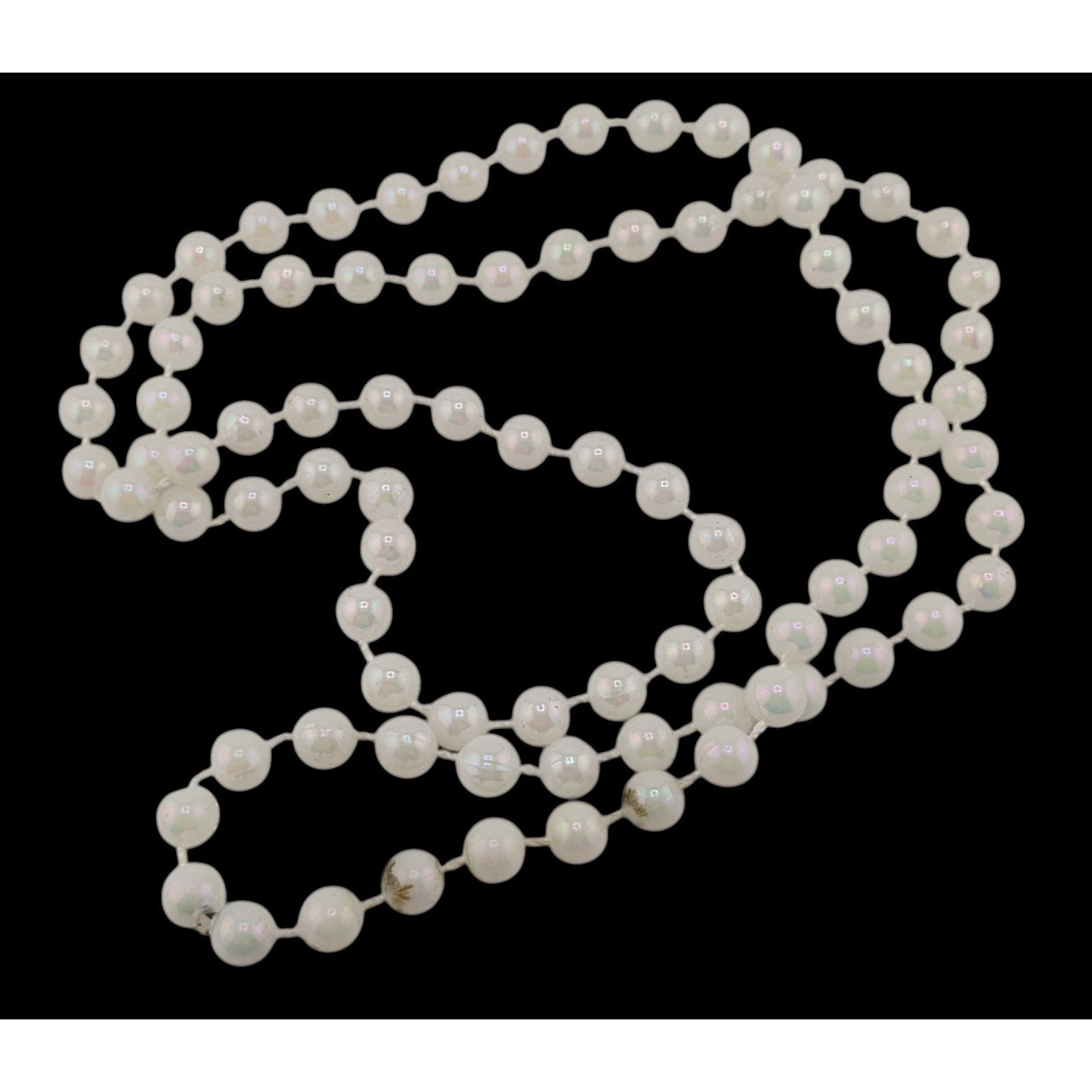 Long Iridescent White Beaded Necklace