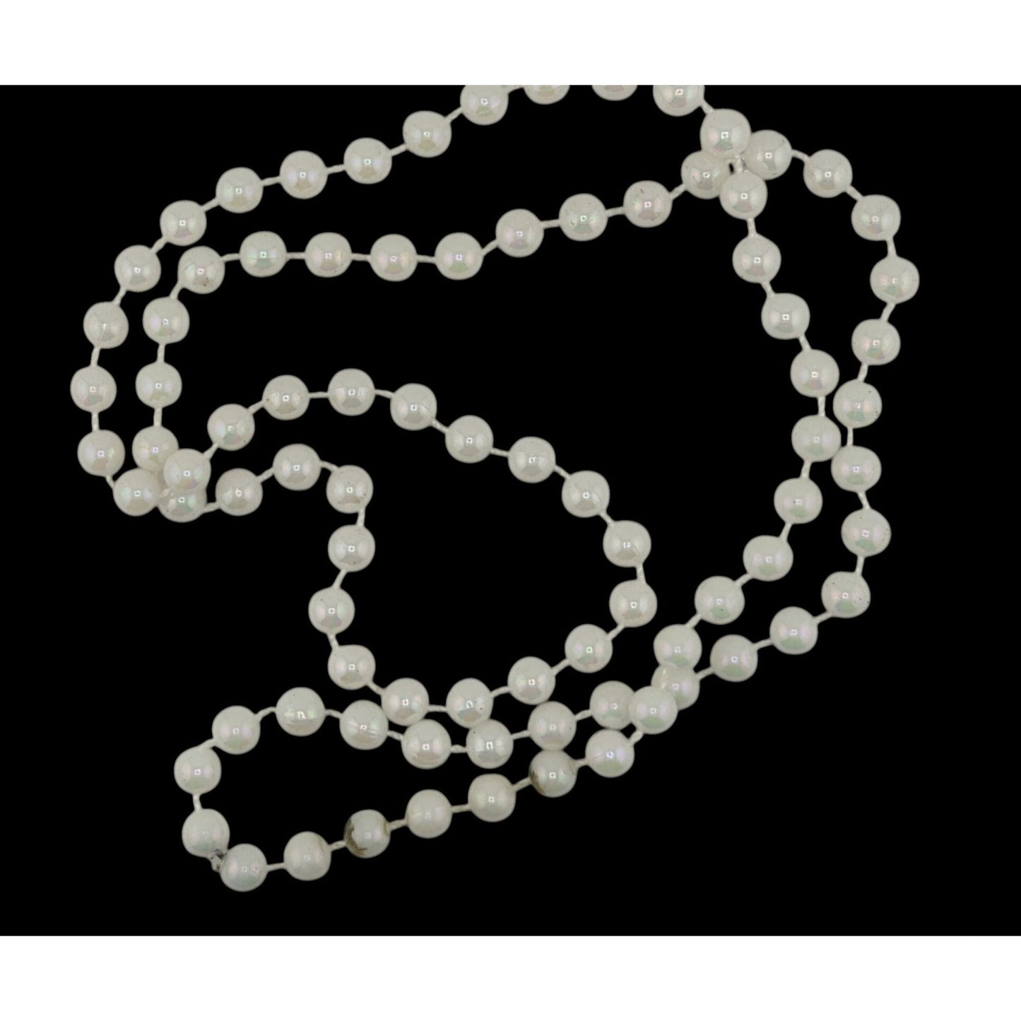 Long Iridescent White Beaded Necklace