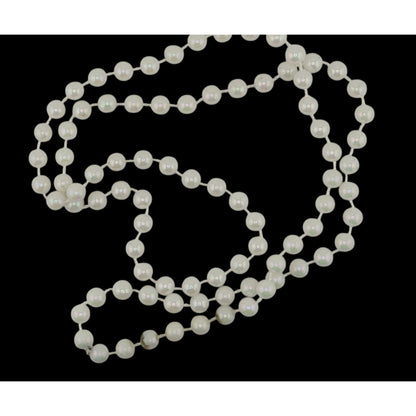 Long Iridescent White Beaded Necklace