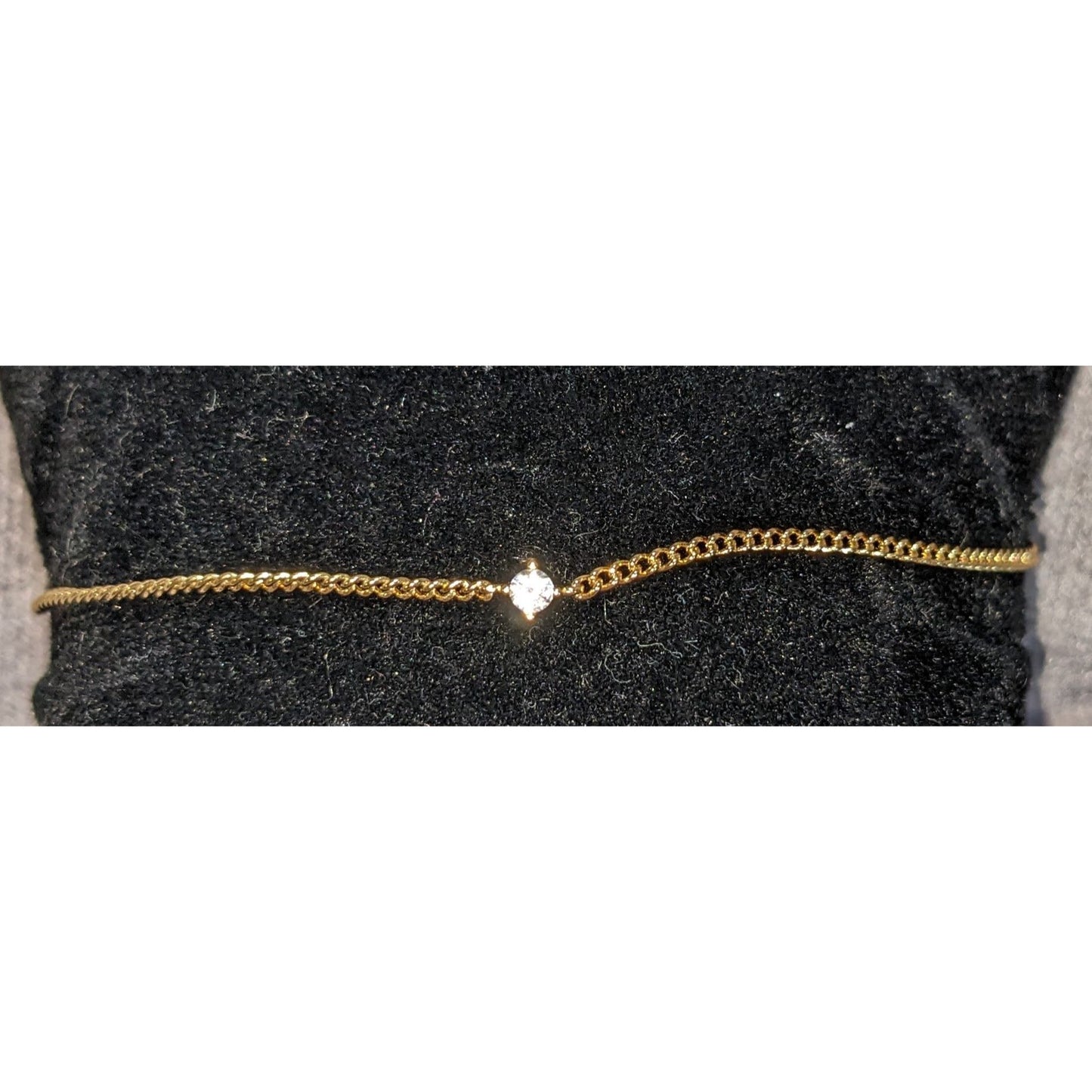 Minimalist Ann Taylor LOFT Gold Tone Dainty Rhinestone Chain Bracelet