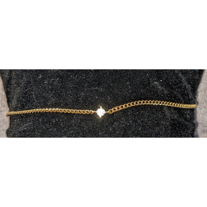 Minimalist Ann Taylor LOFT Gold Tone Dainty Rhinestone Chain Bracelet