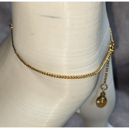 Minimalist Ann Taylor LOFT Gold Tone Dainty Rhinestone Chain Bracelet