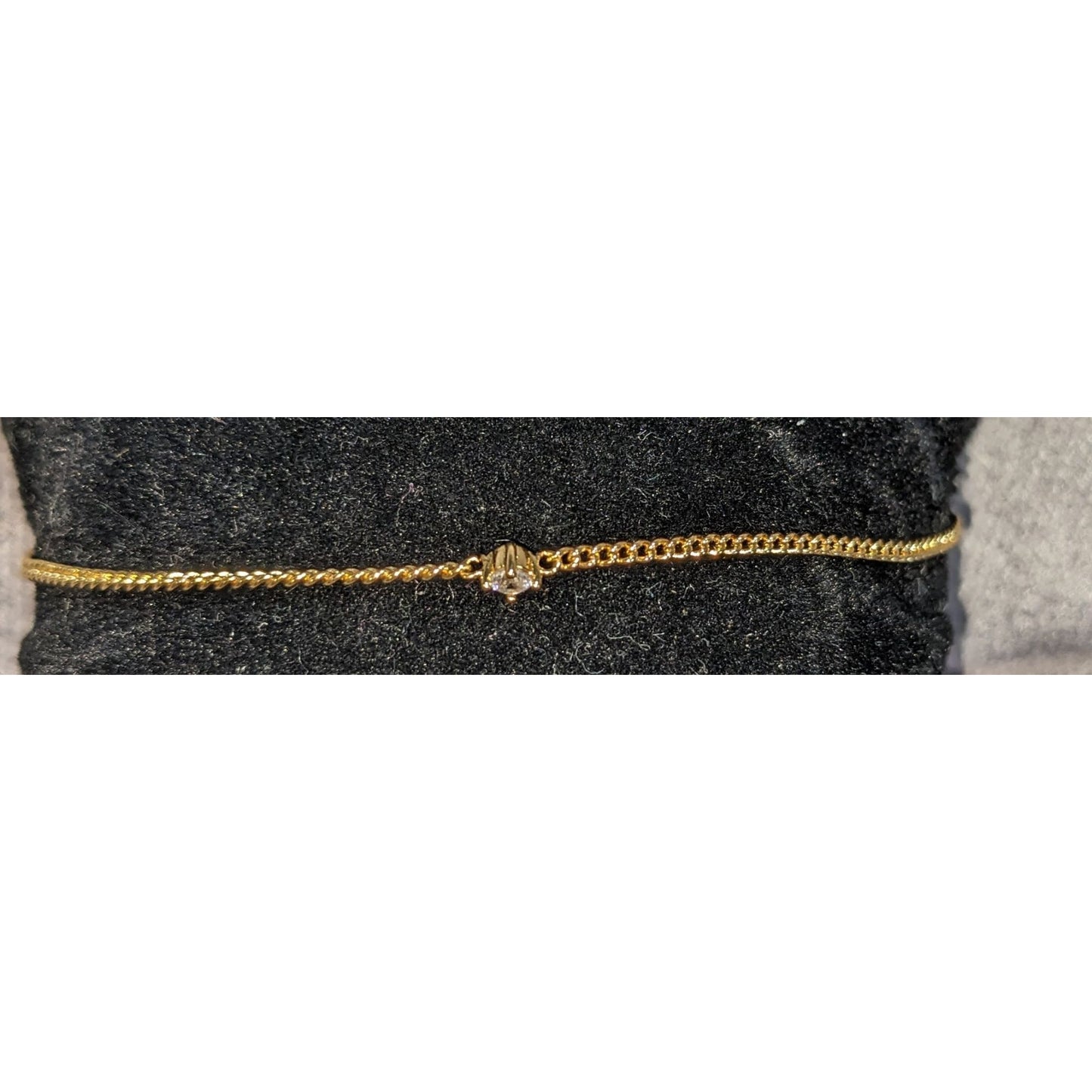 Minimalist Ann Taylor LOFT Gold Tone Dainty Rhinestone Chain Bracelet