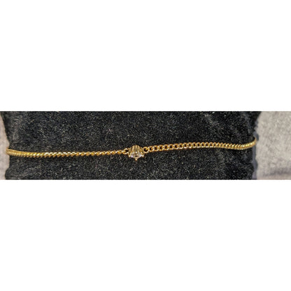 Minimalist Ann Taylor LOFT Gold Tone Dainty Rhinestone Chain Bracelet