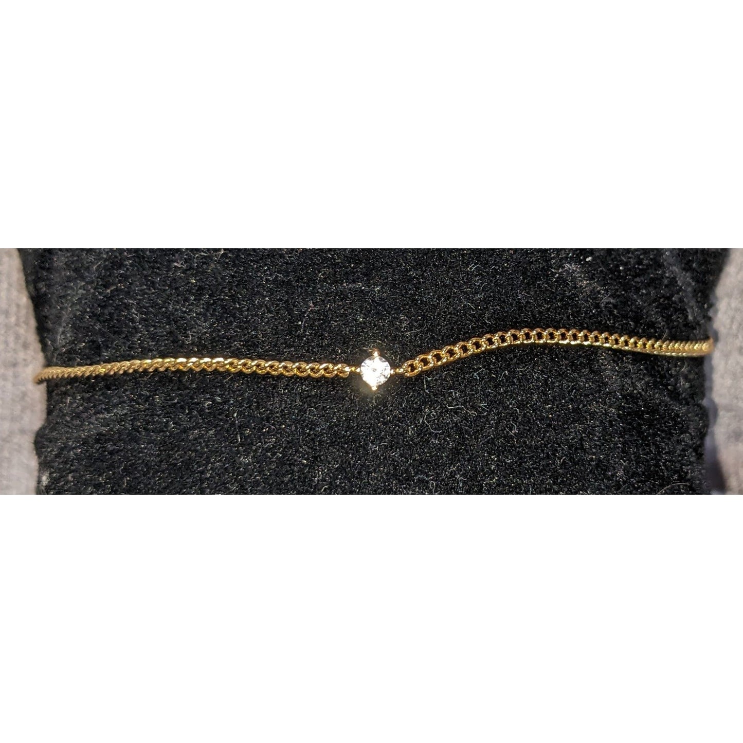 Minimalist Ann Taylor LOFT Gold Tone Dainty Rhinestone Chain Bracelet