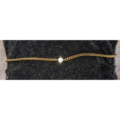 Minimalist Ann Taylor LOFT Gold Tone Dainty Rhinestone Chain Bracelet