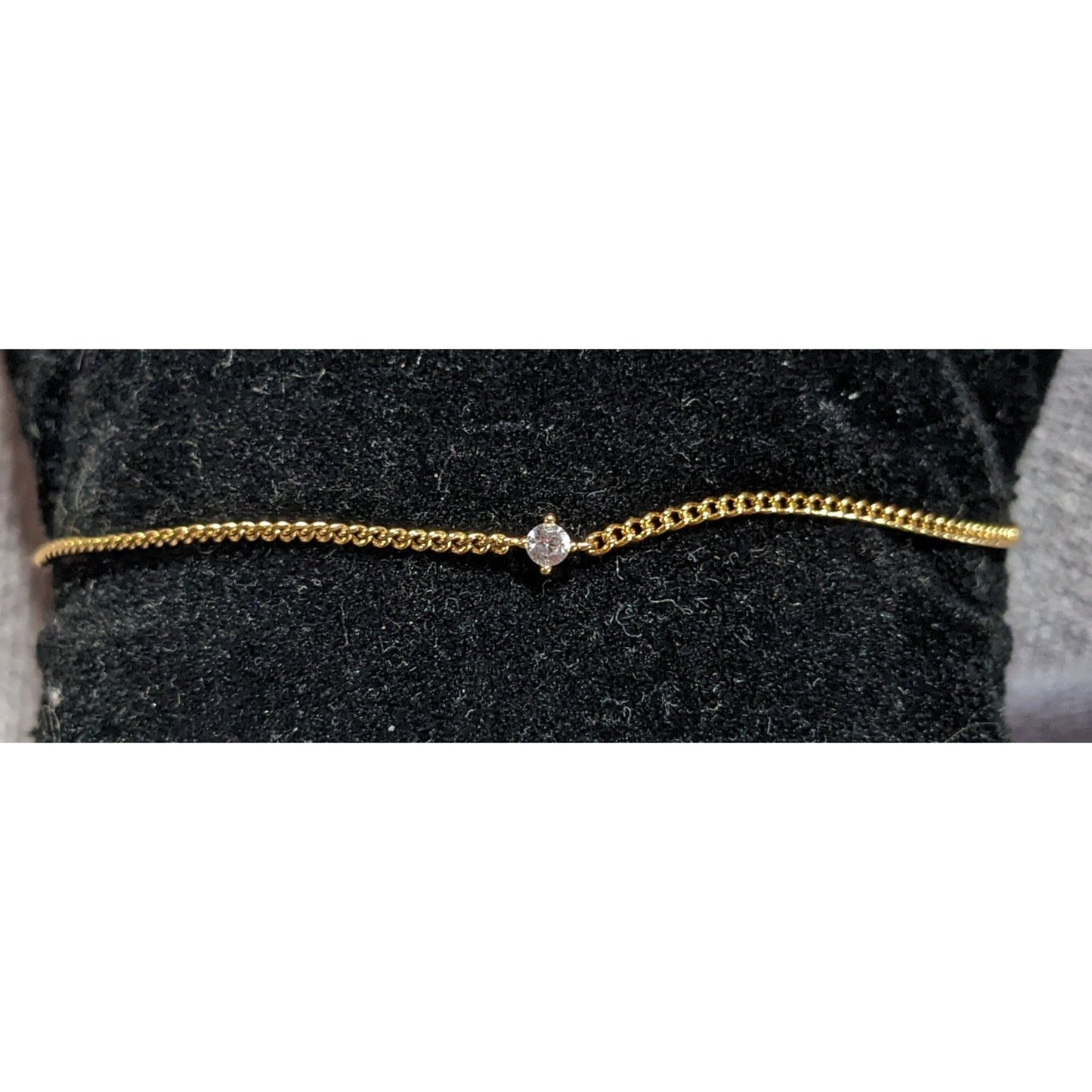 Minimalist Ann Taylor LOFT Gold Tone Dainty Rhinestone Chain Bracelet