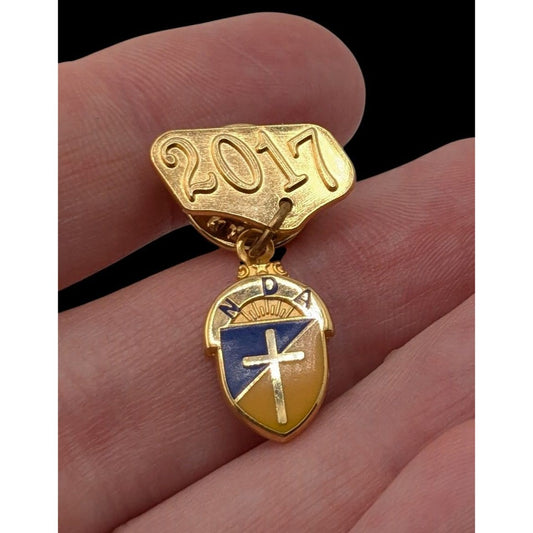 Notre Dame Academy 2017 Gold Tone Lapel Pin With Cross Design