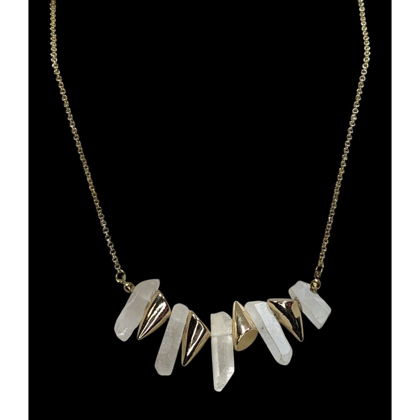 NWT Viola Quartz Pillar Necklace Gold Tone Spike Pendant Witchy Crystal Jewelry