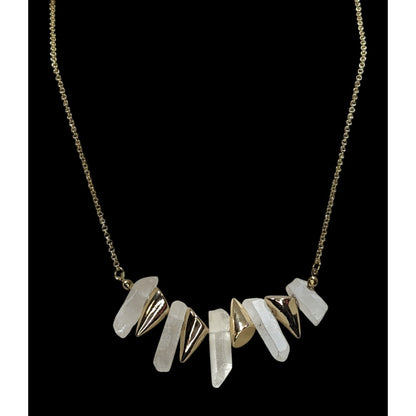 NWT Viola Quartz Pillar Necklace Gold Tone Spike Pendant Witchy Crystal Jewelry