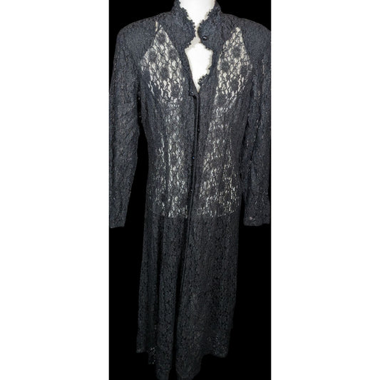 Dawn Joy Vintage 80s Gothic Floral Lace Duster