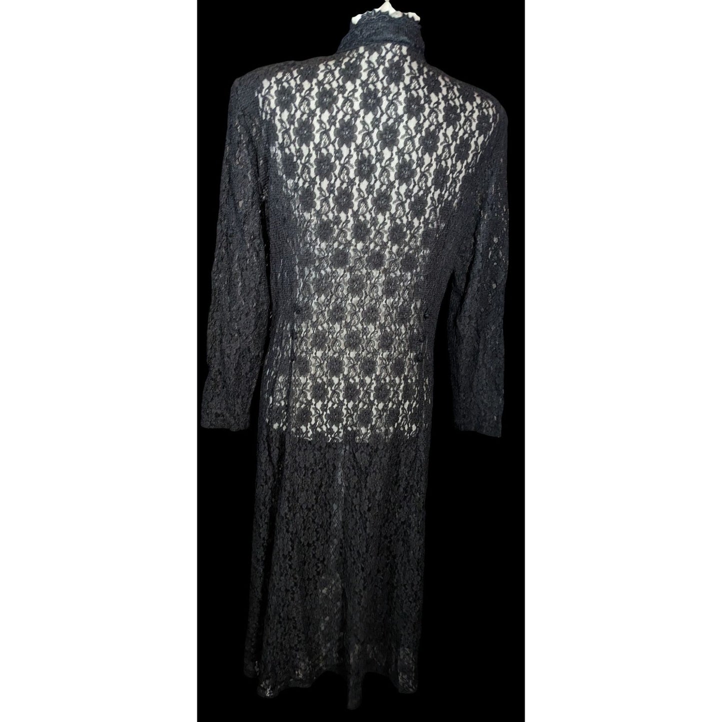 Dawn Joy Vintage 80s Gothic Floral Lace Duster