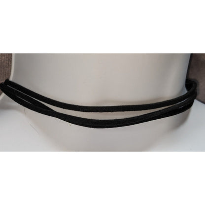 Gothic Minimalist Black Faux Suede Triple Strand Choker Necklace 11 Inch