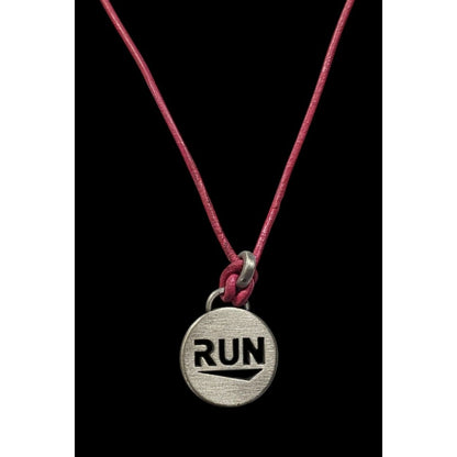 Athlete Inspired "Run" Necklace With Pink Leather Cord