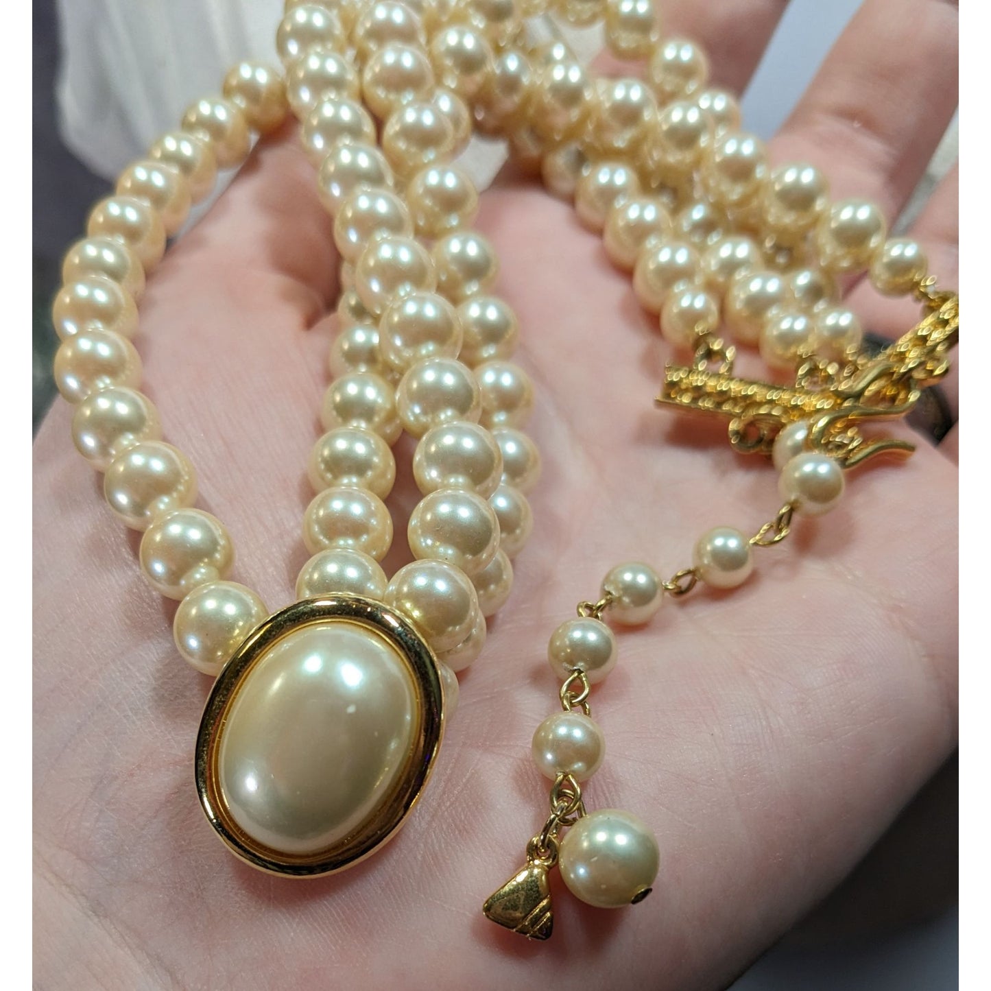 Vintage 80s Liz Claiborne Regency Style Faux Pearl Necklace