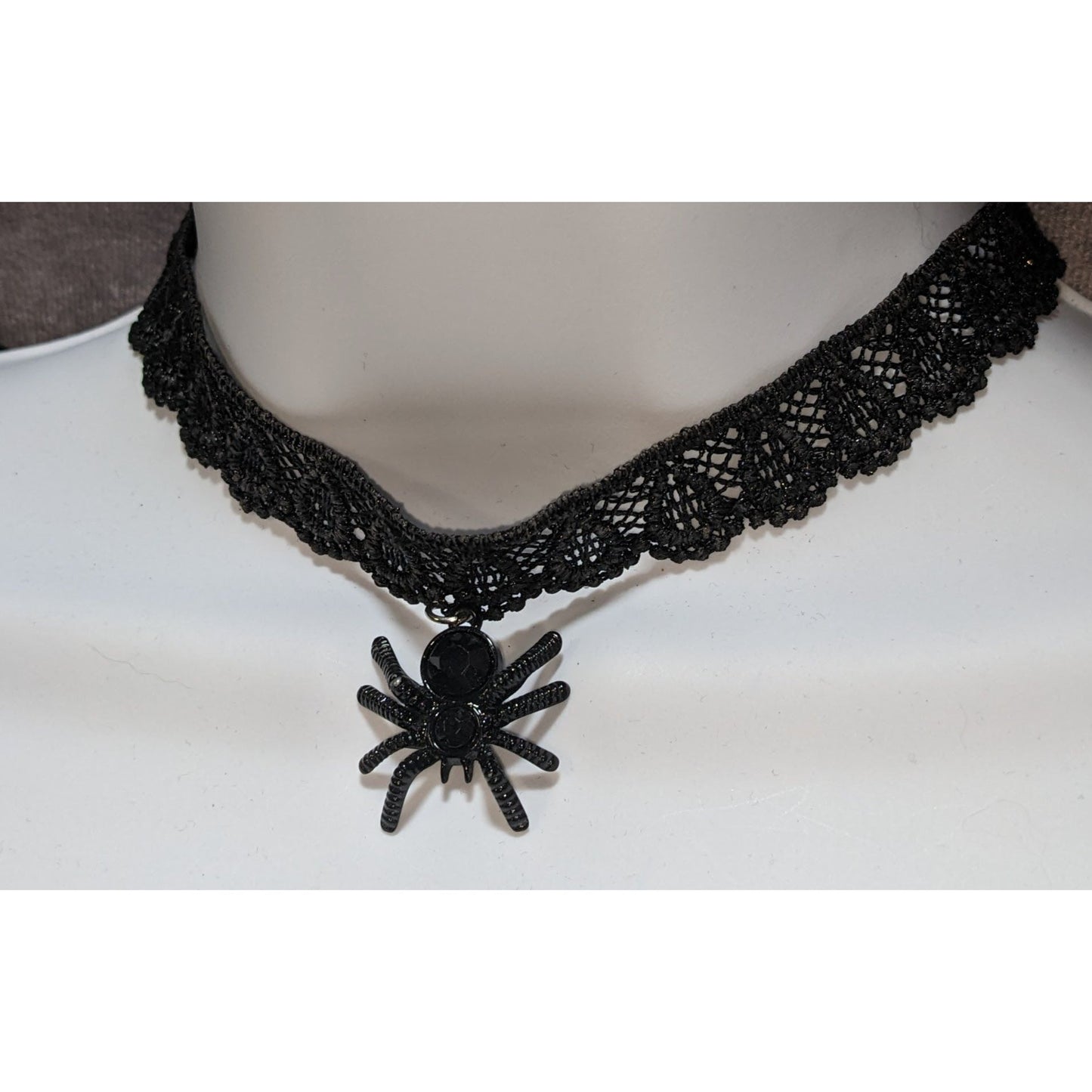 Black Lace Spider Choker Gothic Spider Pendant Necklace Goth Halloween Alt Jewelry