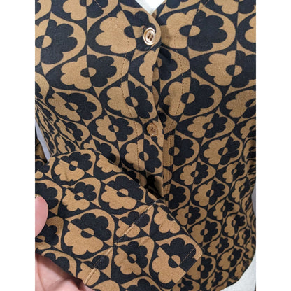 Retro Black And Brown Floral Button Down Top by No Boundaries