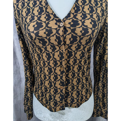 Retro Black And Brown Floral Button Down Top by No Boundaries