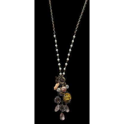 Vintage Victorian Style Floral Cluster Charm Pendant Necklace