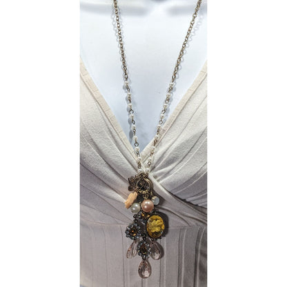 Vintage Victorian Style Floral Cluster Charm Pendant Necklace