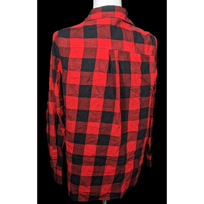 Old Navy Grunge Red And Black Buffalo Plaid Button Down Top