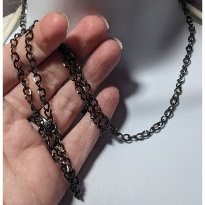 Simple Silver Gunmetal Tone Chain Necklace