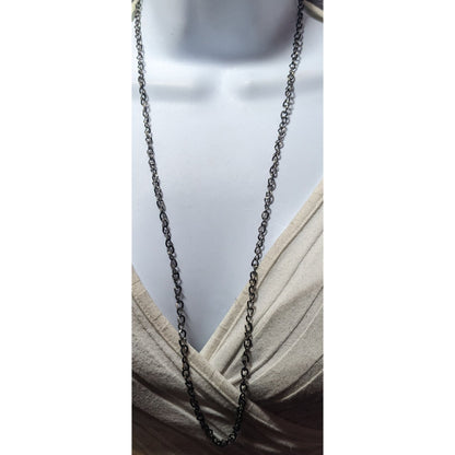 Simple Silver Gunmetal Tone Chain Necklace