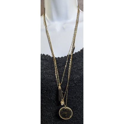 Sara Bella Mermaidcore Layered Gold-Tone Necklace With Abalone Pendant & Rhinestone Charm