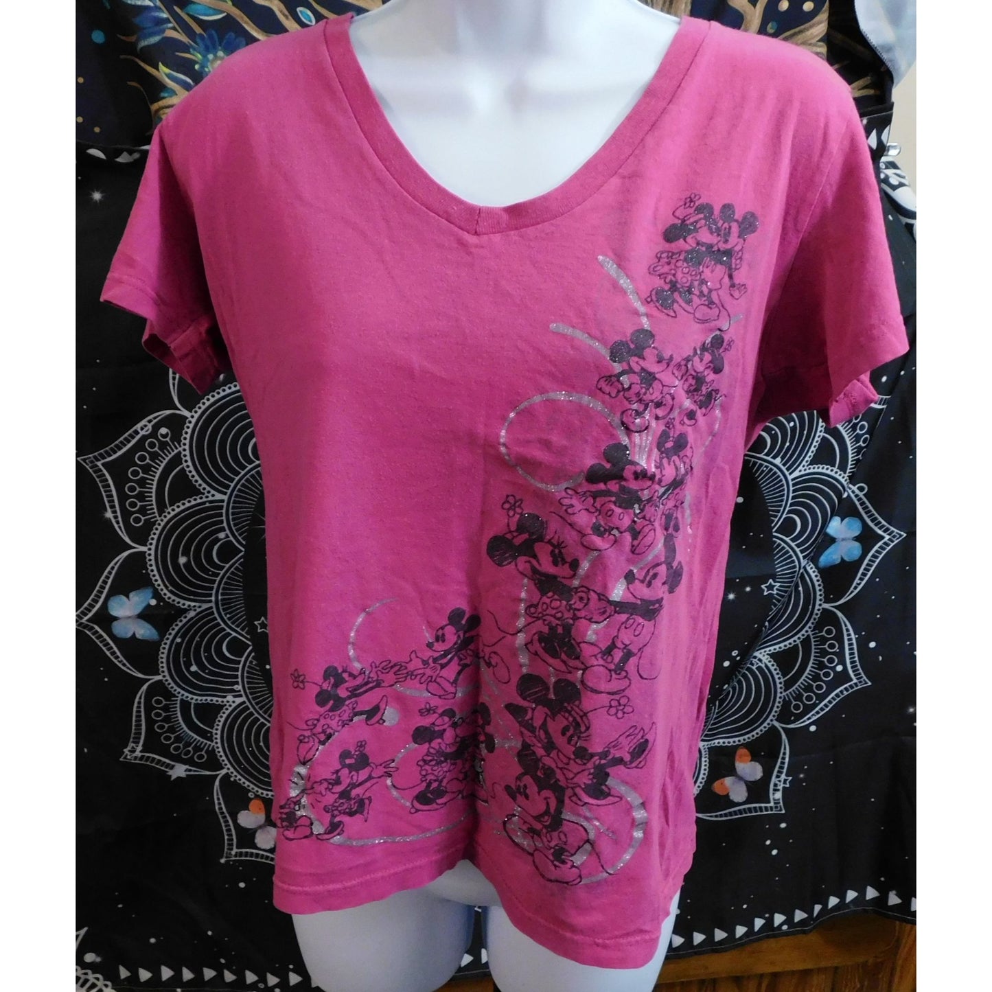 Disney Store Mickey And Minnie Glitter Scroll Tee