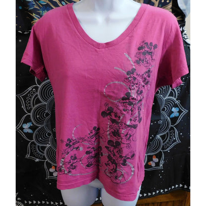 Disney Store Mickey And Minnie Glitter Scroll Tee