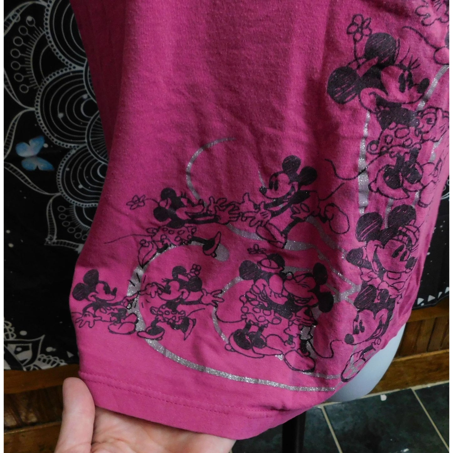 Disney Store Mickey And Minnie Glitter Scroll Tee