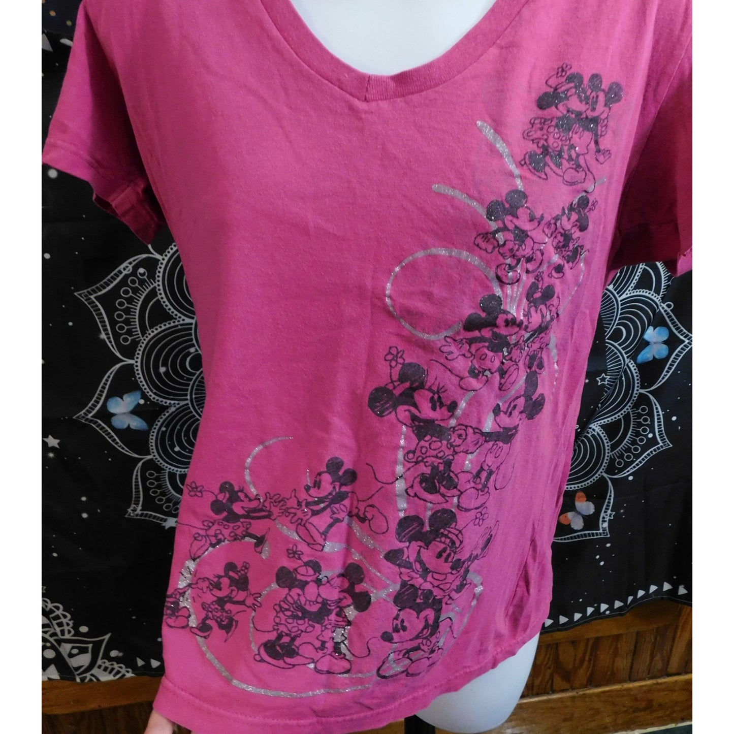 Disney Store Mickey And Minnie Glitter Scroll Tee