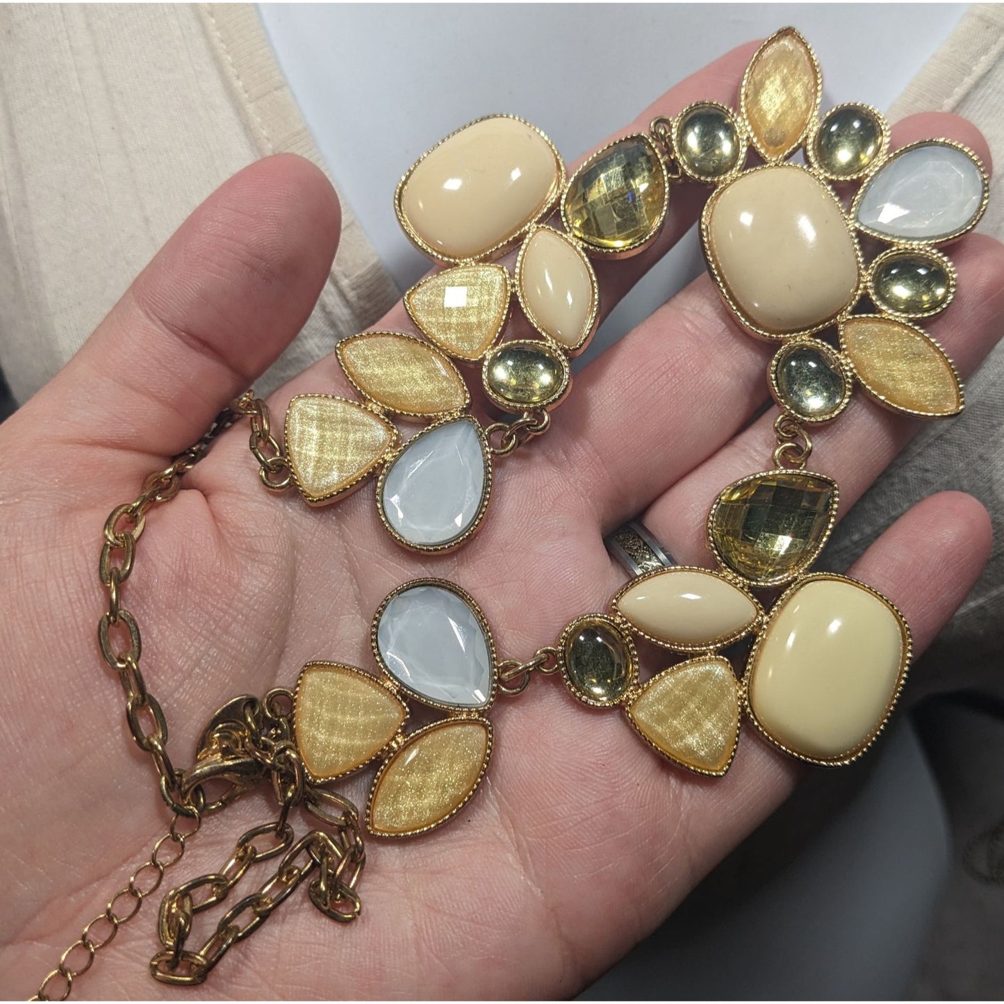 Charming Charlie Yellow Gemmed Statement Necklace