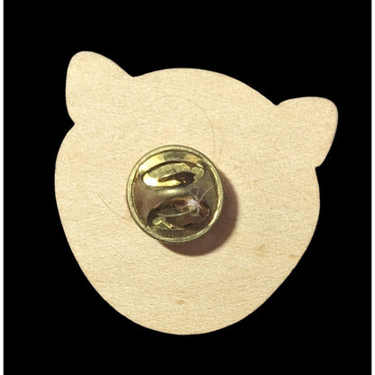 Laser Engraved Wooden Cat Shaped Lapel Pin