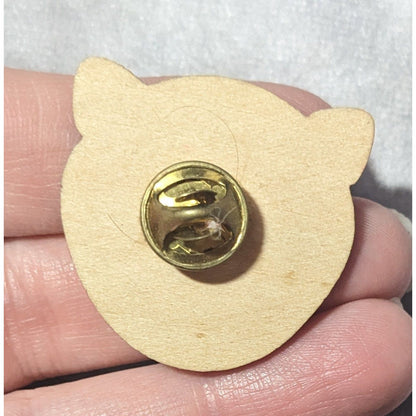 Laser Engraved Wooden Cat Shaped Lapel Pin