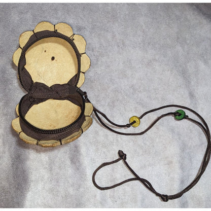 Handmade Coconut Shell Flower-Shaped Pouch With Lanyard & Zip Closure
