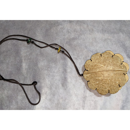 Handmade Coconut Shell Flower-Shaped Pouch With Lanyard & Zip Closure