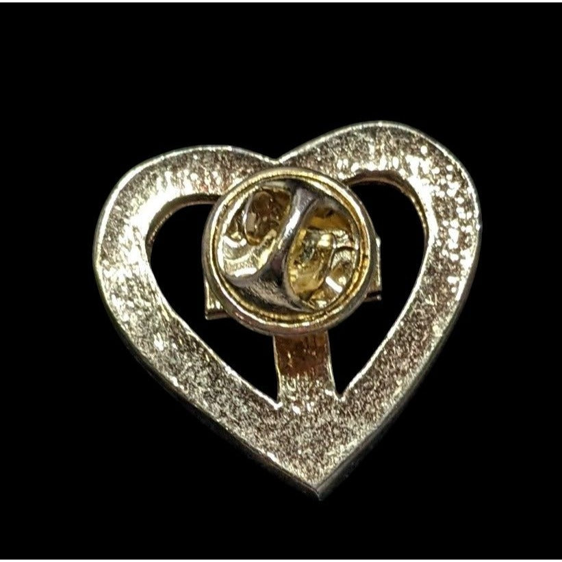 Religious Cross Heart Lapel Pin With Rainbow Rhinestones